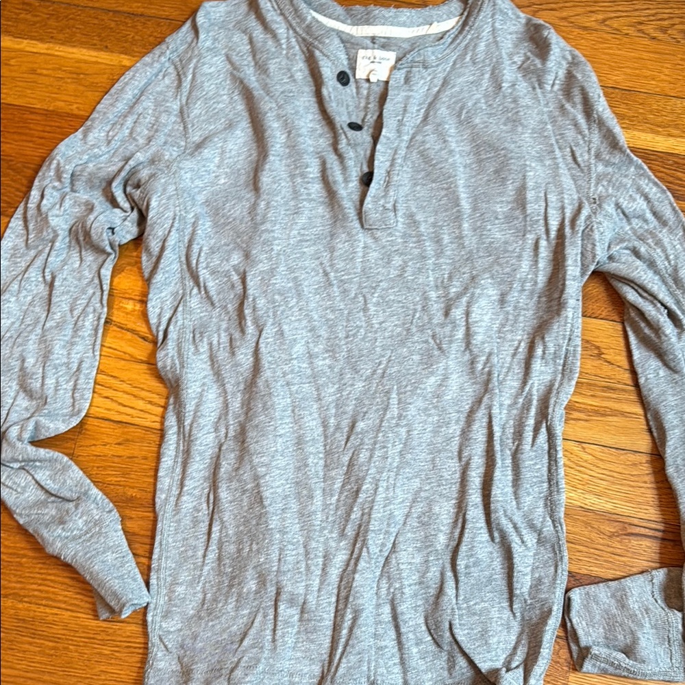 rag & bone Gray Long Sleeve Tee Classic Comfort